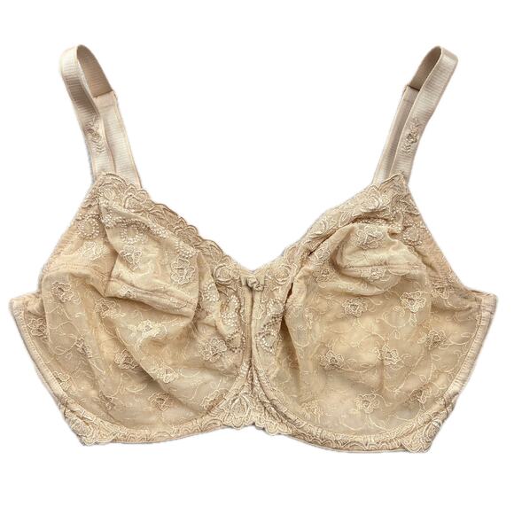WACOAL 40DDD Nude Renaissance Rose Underwire Bra Lace Plus Size 40F Buff 85720 - Picture 4 of 13